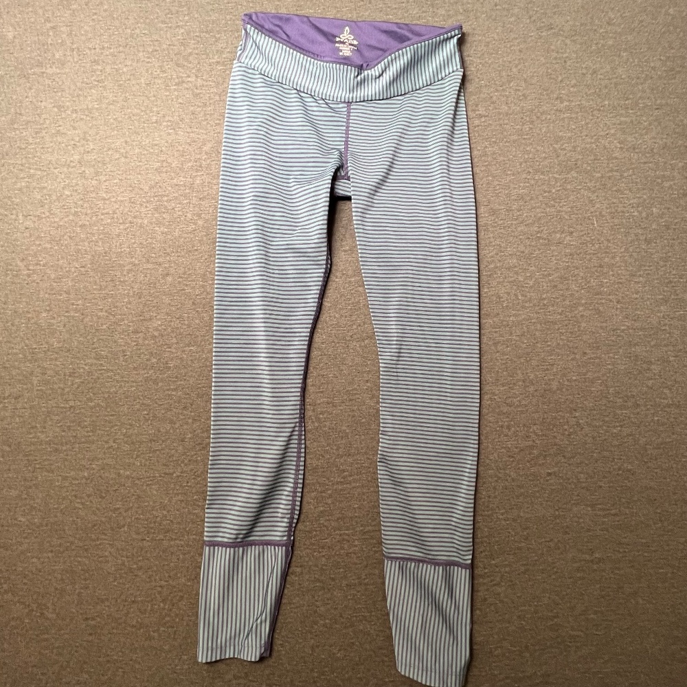PrAna Sapphire Striped Blue Purple Leggings Size Medium